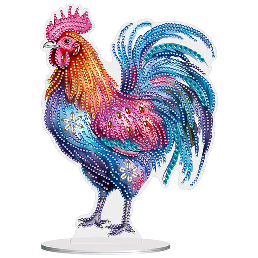 Special Shape Rooster Desktop Diamond Painting Art Office Home Decor (Rooster 3)