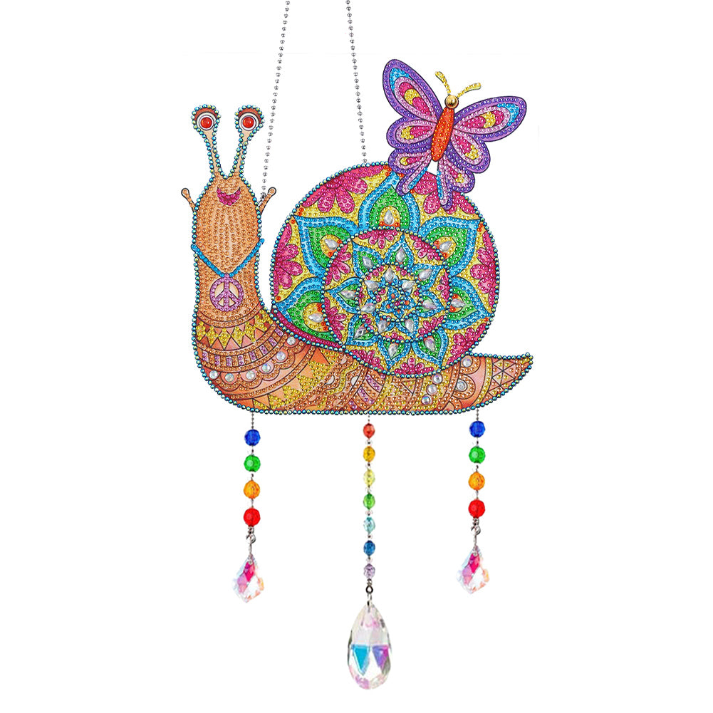 Animal Wind Chimes Snail Butterfly Diamond Crystal Painting Ornament Wall Decor