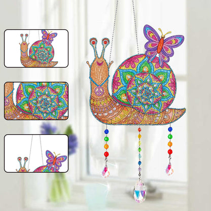 Animal Wind Chimes Snail Butterfly Diamond Crystal Painting Ornament Wall Decor