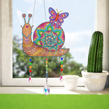 Animal Wind Chimes Snail Butterfly Diamond Crystal Painting Ornament Wall Decor