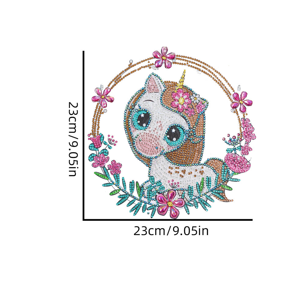 Animal Wind Chimes Cute White Unicorn Diamond Crystal Painting Wall Ornaments