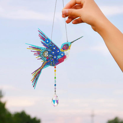 Animal Wind Chimes Hummingbird Diamond Crystal Painting Ornaments Art Wall Decor