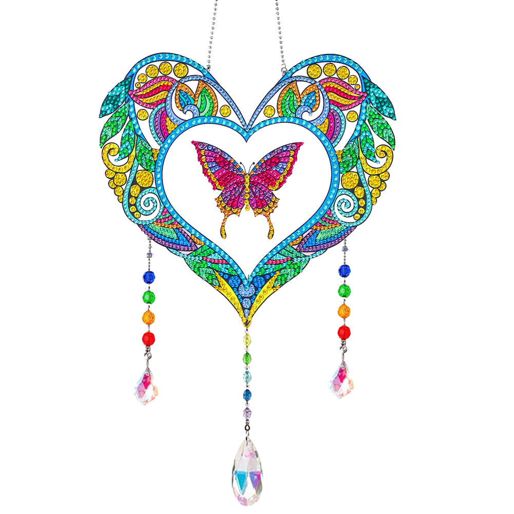 Animal Wind Chimes Butterfly In Love Diamond Crystal Painting Home Ornament