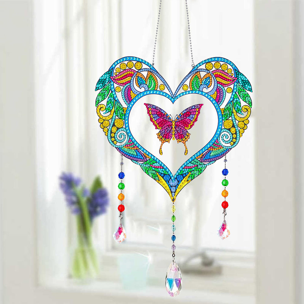 Animal Wind Chimes Butterfly In Love Diamond Crystal Painting Home Ornament