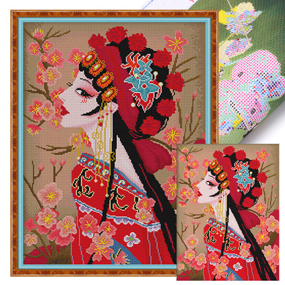 Chinese Peking Opera Hua Dan - 11CT Stamped Cross Stitch 50*65CM(Spring)