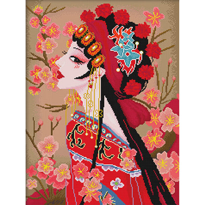 Chinese Peking Opera Hua Dan - 11CT Stamped Cross Stitch 50*65CM(Spring)