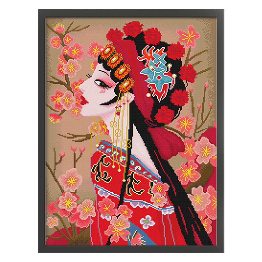 Chinese Peking Opera Hua Dan - 11CT Stamped Cross Stitch 50*65CM(Spring)