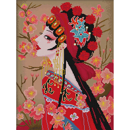 Chinese Peking Opera Hua Dan - 11CT Stamped Cross Stitch 50*65CM(Spring)