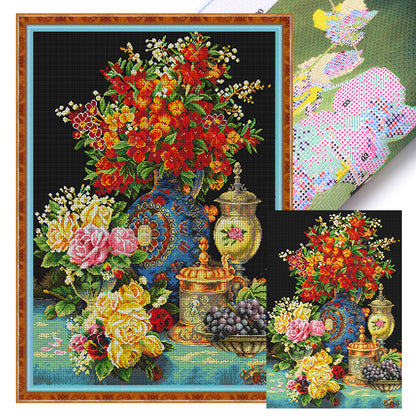 Blooming Flowers - 14CT Stamped Cross Stitch 55*75CM(Spring)