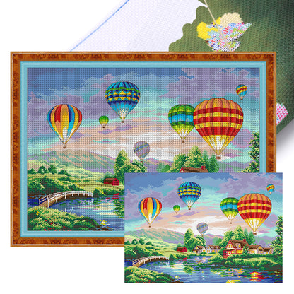 Hot Air Balloon Ride - 11CT Stamped Cross Stitch 75*60CM(Spring)