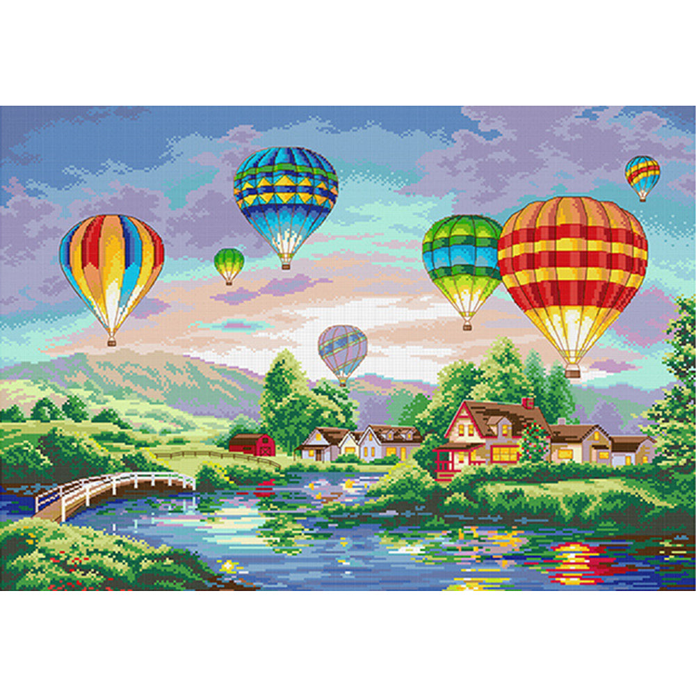 Hot Air Balloon Ride - 11CT Stamped Cross Stitch 75*60CM(Spring)