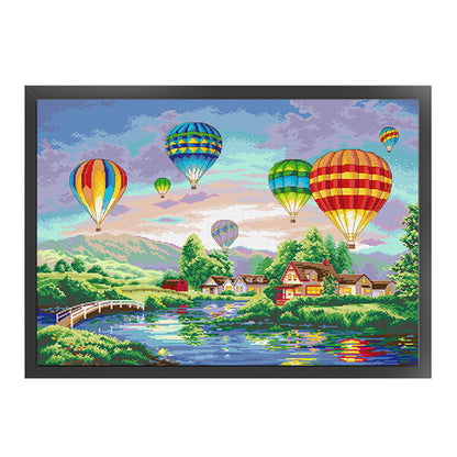 Hot Air Balloon Ride - 11CT Stamped Cross Stitch 75*60CM(Spring)