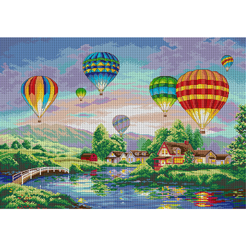 Hot Air Balloon Ride - 11CT Stamped Cross Stitch 75*60CM(Spring)