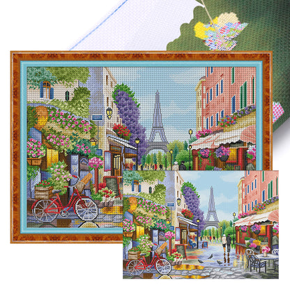 Paris Flower Street - 11CT Stamped Cross Stitch 80*62CM(Spring)