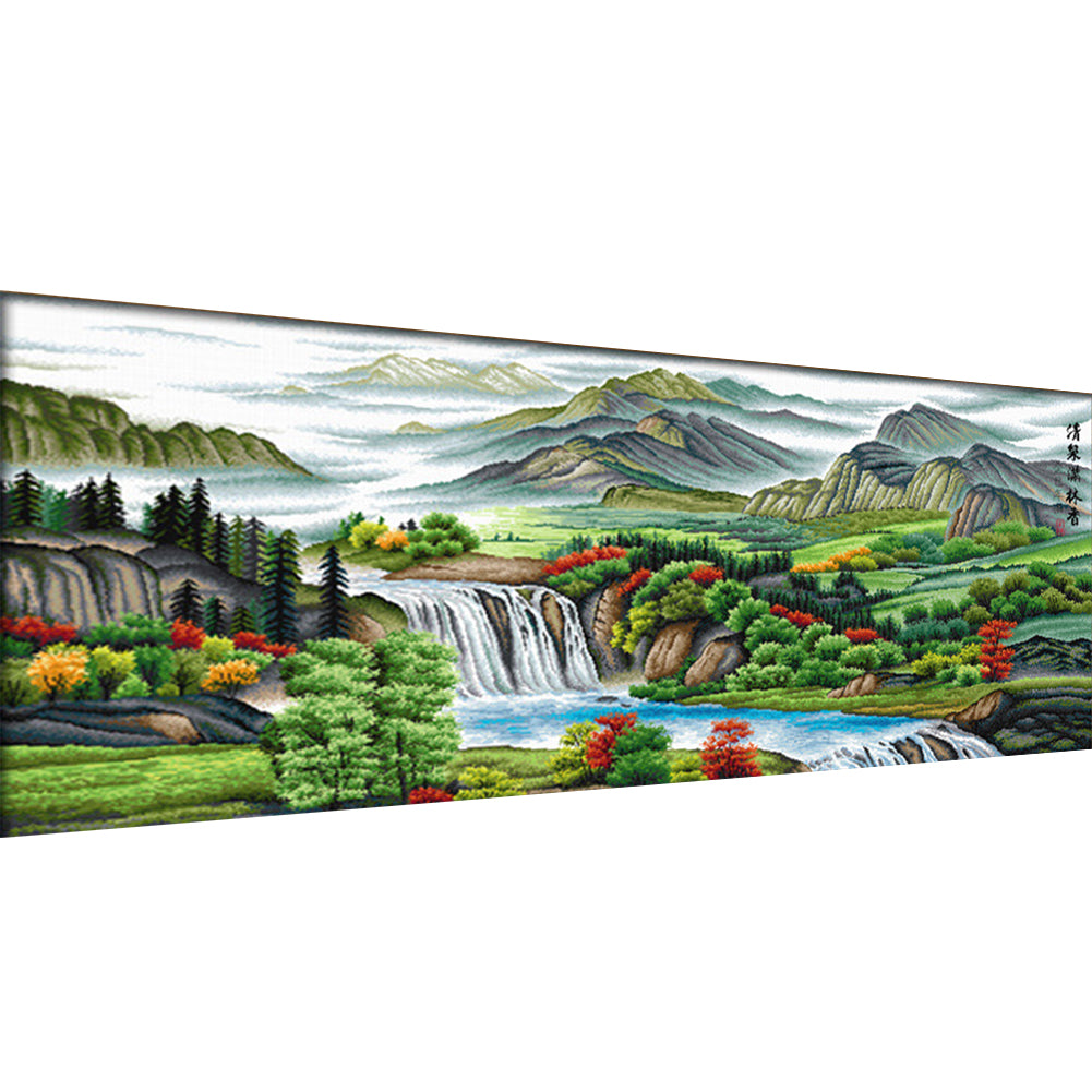 Clear Spring Filled With Fragrant Forest - 11CT Stamped Cross Stitch 191*86CM(Spring)