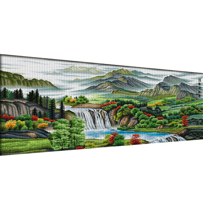 Clear Spring Filled With Fragrant Forest - 11CT Stamped Cross Stitch 191*86CM(Spring)