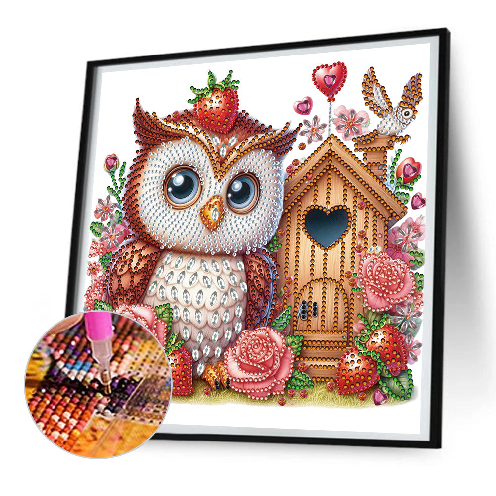 Rose Owl House - Special Shaped Drill Diamond Painting 30*30CM