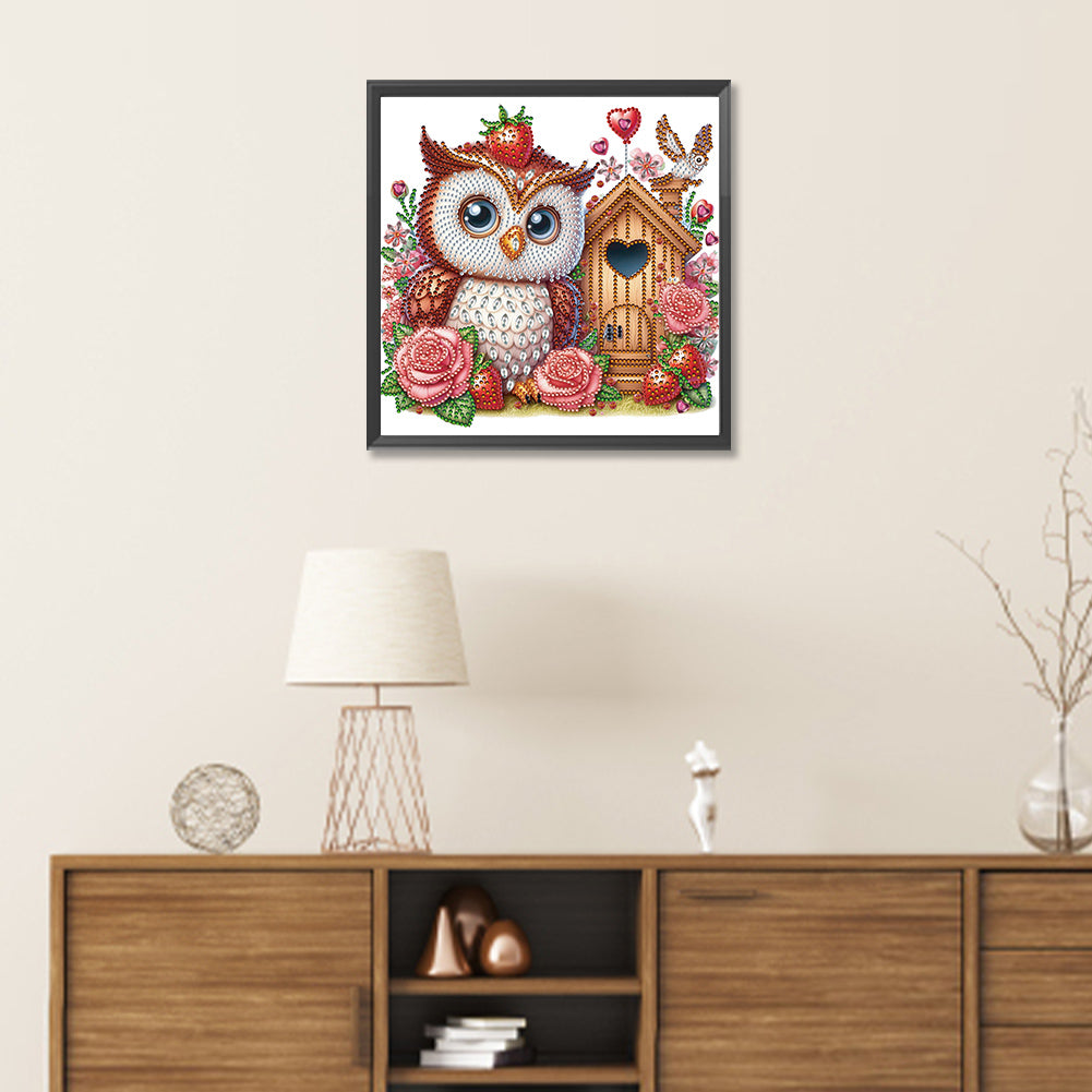 Rose Owl House - Special Shaped Drill Diamond Painting 30*30CM