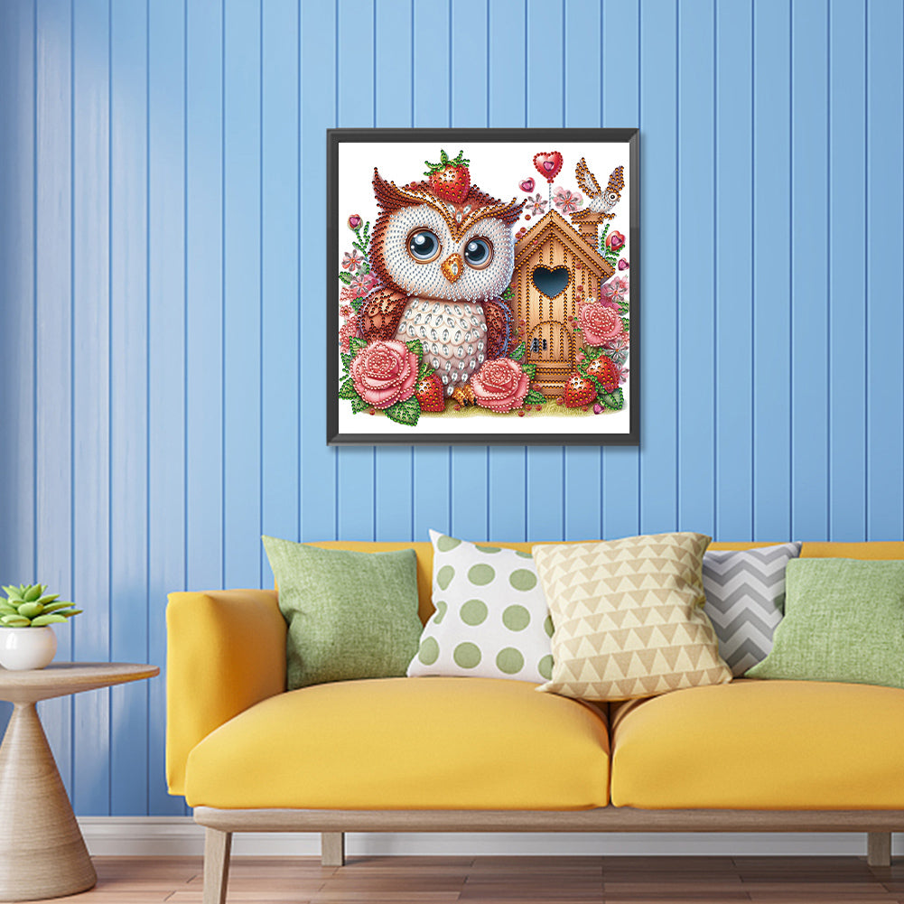 Rose Owl House - Special Shaped Drill Diamond Painting 30*30CM