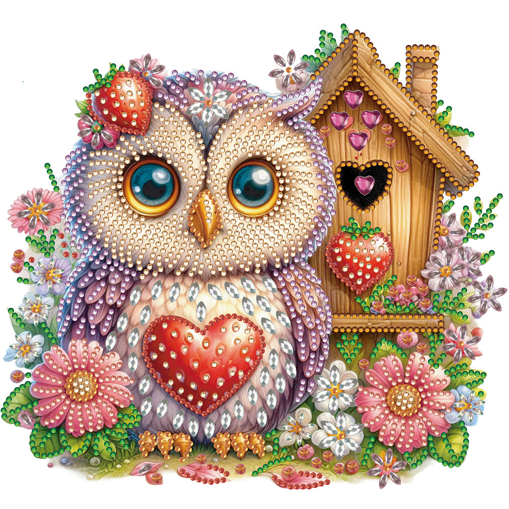 Rose Owl House - Special Shaped Drill Diamond Painting 30*30CM