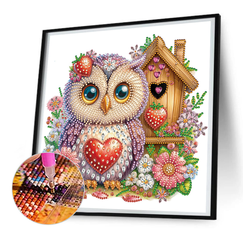 Rose Owl House - Special Shaped Drill Diamond Painting 30*30CM