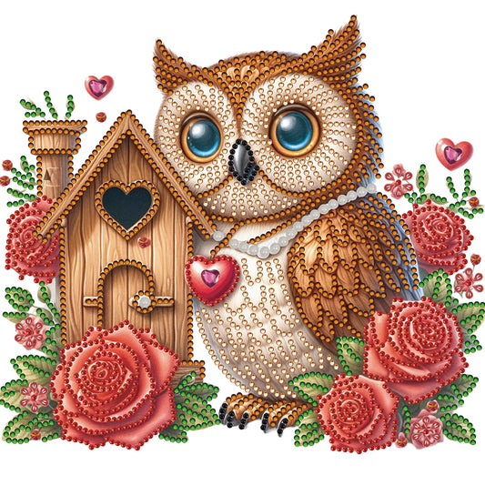 Rose Owl House - Special Shaped Drill Diamond Painting 30*30CM