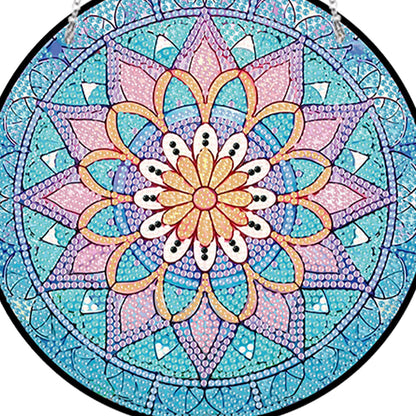 Acrylic Single-Sided Diamond Art Hanging Pendant Office Decor (Mandala Flower 1)