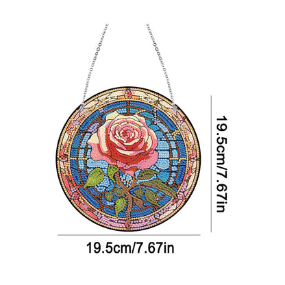 Acrylic Single-Sided Diamond Painting Hanging Pendant Office Decor (Roses)