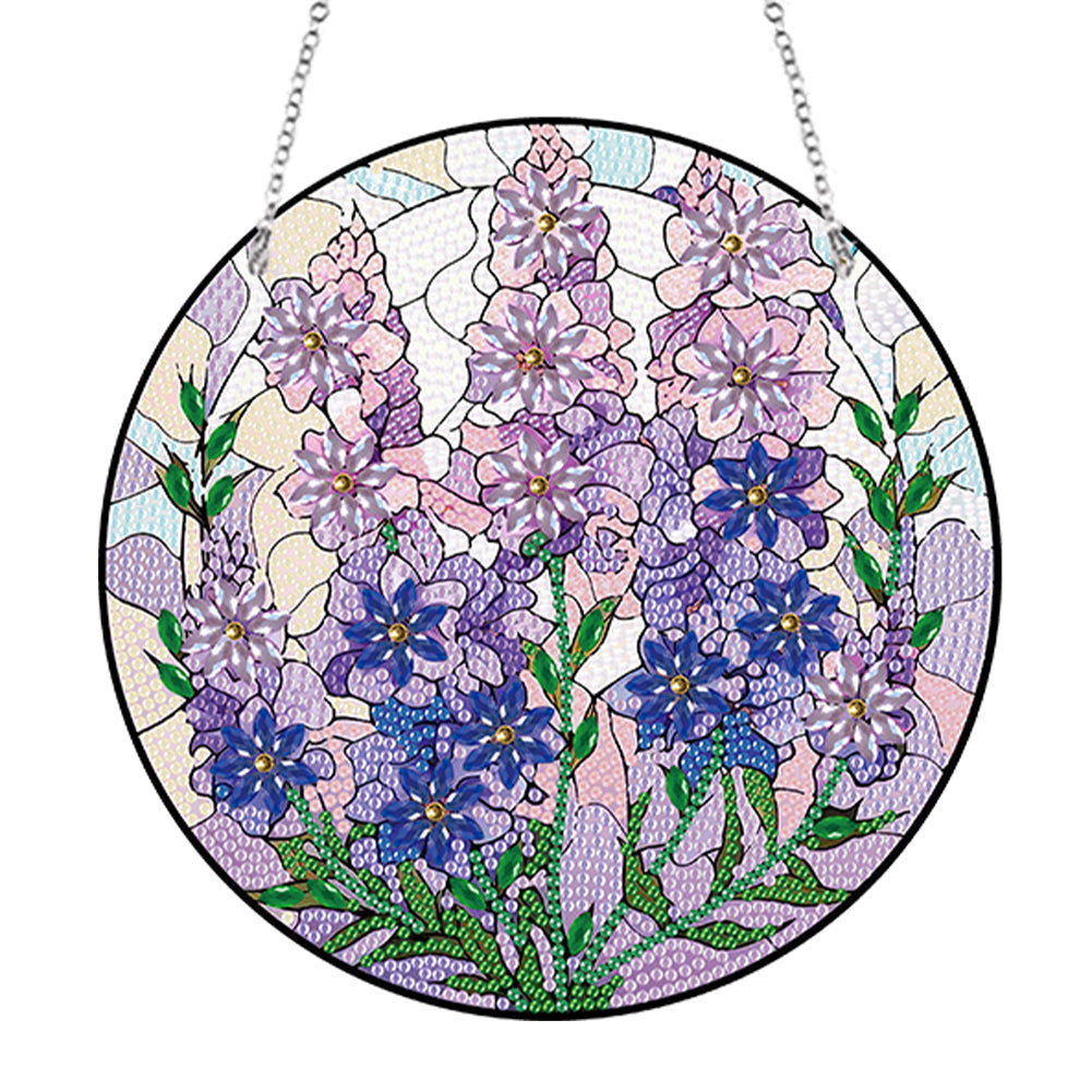 Acrylic Single-Side Diamond Painting Hanging Pendant Home Decor (Lupine Flower)