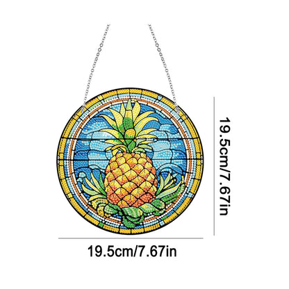 Acrylic Single-Sided Diamond Painting Hanging Pendant Office Decor (Pineapple)