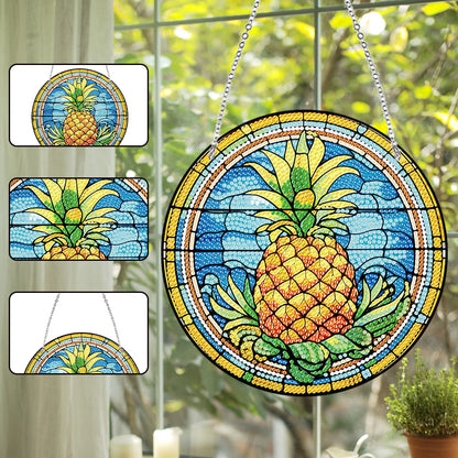 Acrylic Single-Sided Diamond Painting Hanging Pendant Office Decor (Pineapple)