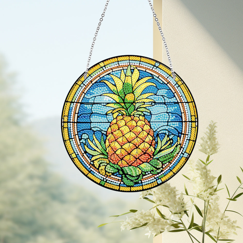 Acrylic Single-Sided Diamond Painting Hanging Pendant Office Decor (Pineapple)