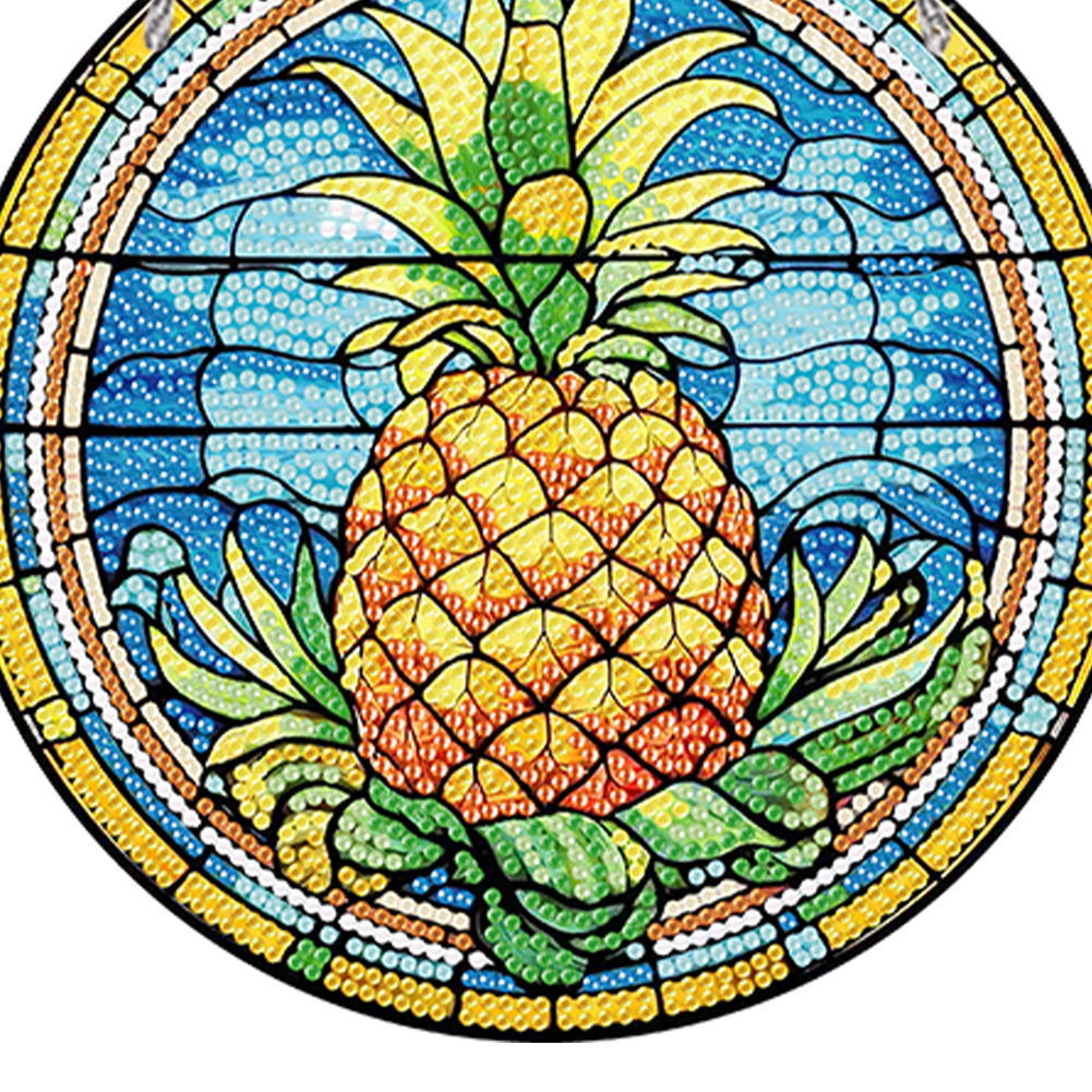 Acrylic Single-Sided Diamond Painting Hanging Pendant Office Decor (Pineapple)