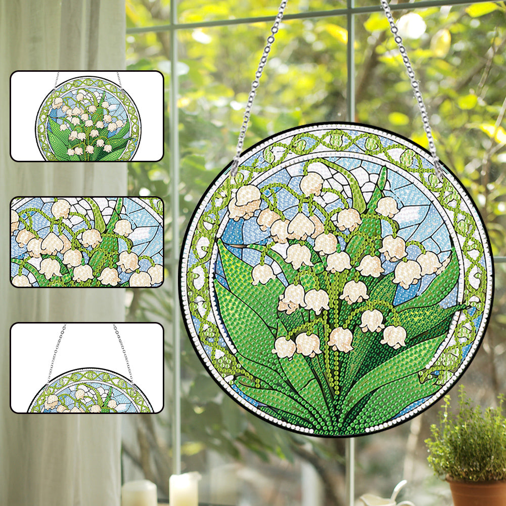 Acrylic Single-Sided Diamond Painting Hanging Wall Pendant (Lily Of The Valley)