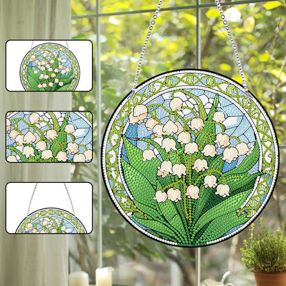 Acrylic Single-Sided Diamond Painting Hanging Wall Pendant (Lily Of The Valley)