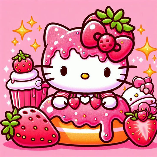 Strawberry Hello Kitty - Full Round Drill Diamond Painting 30*30CM