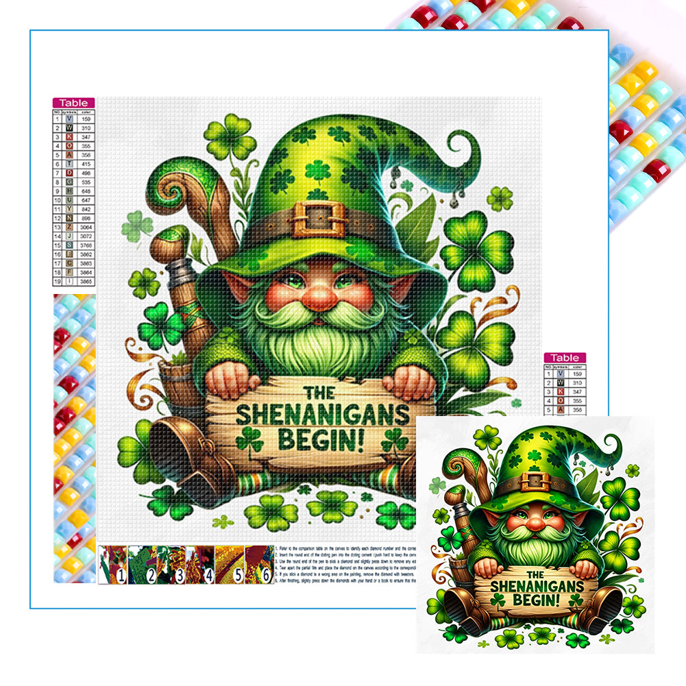 St. Patrick'S Day Gnome - Full Square Drill Diamond Painting 40*40CM