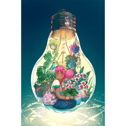 Girl In Light Bulb - 11CT Stamped Cross Stitch 50*75CM