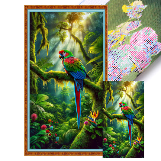 Parrot On Branch - 11CT Stamped Cross Stitch 40*70CM