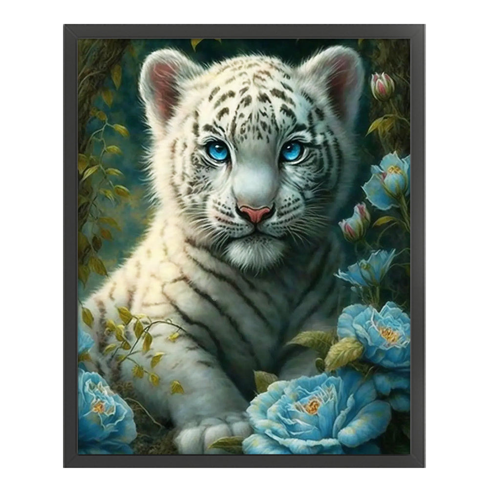 Flowers, Grass And Tigers - 11CT Stamped Cross Stitch 50*60CM