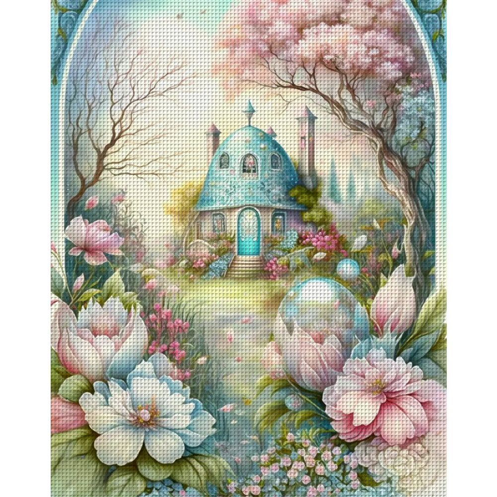 Garden Castle - 11CT Stamped Cross Stitch 50*60CM