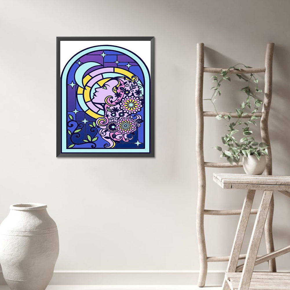 Glass Style Window Grilles - Full AB Round Drill Diamond Painting 40*50CM
