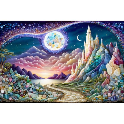 Mountain Peaks Under Moonlight - 11CT Stamped Cross Stitch 60*40CM