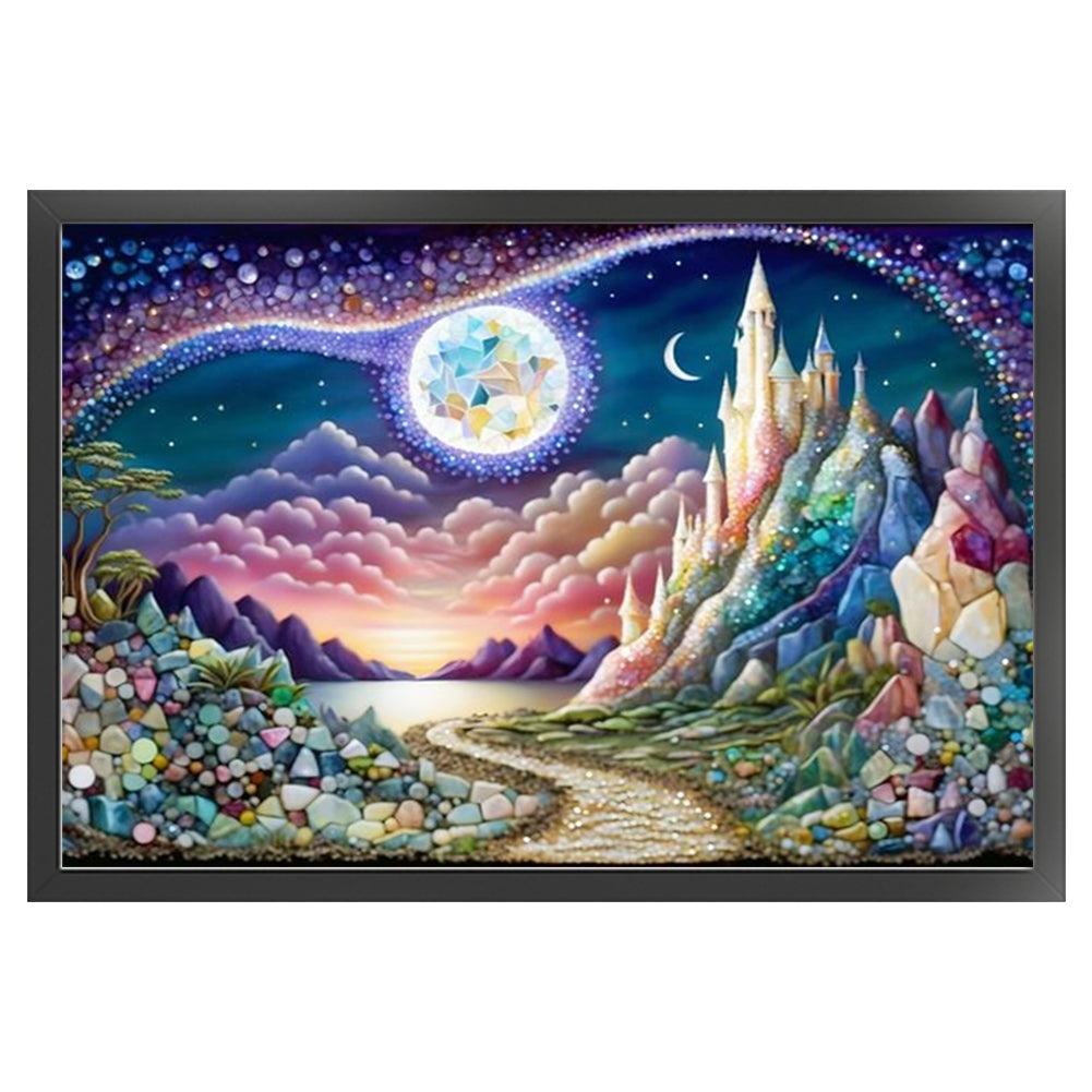 Mountain Peaks Under Moonlight - 11CT Stamped Cross Stitch 60*40CM