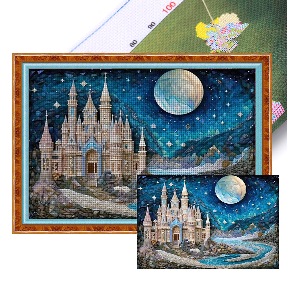 Castle Under Moonlight - 11CT Stamped Cross Stitch 60*40CM