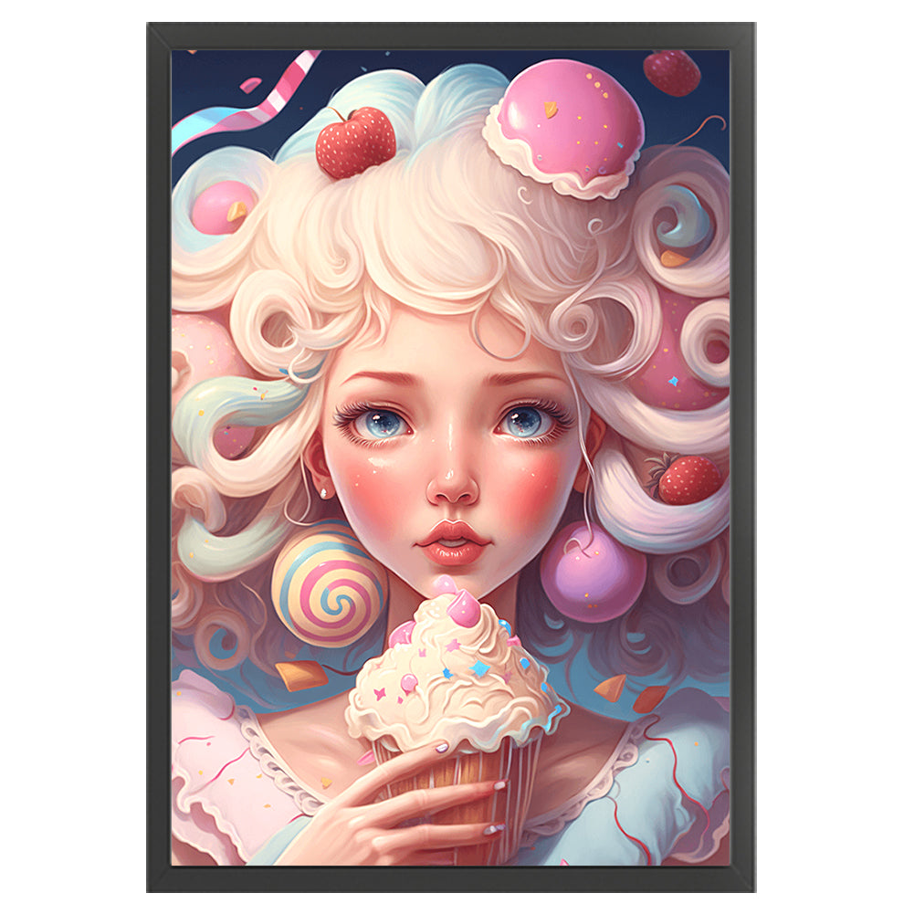 Rainbow Ice Cream Girl - 11CT Stamped Cross Stitch 45*65CM