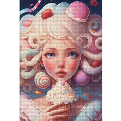 Rainbow Ice Cream Girl - 11CT Stamped Cross Stitch 45*65CM