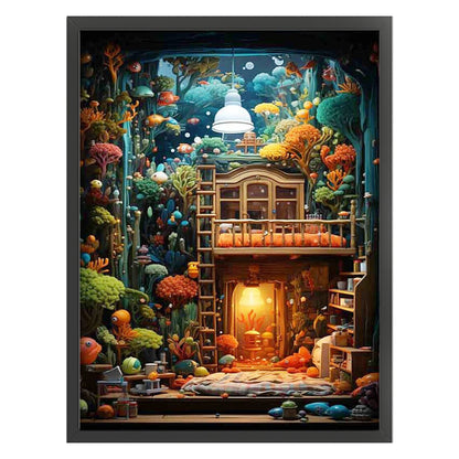 Undersea Hut - 11CT Stamped Cross Stitch 50*65CM