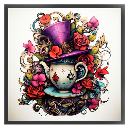 Alice Teacup Hat - 11CT Stamped Cross Stitch 50*50CM