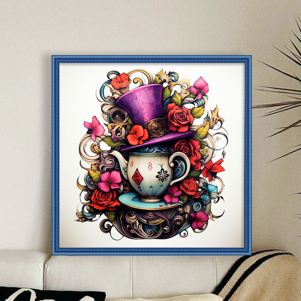 Alice Teacup Hat - 11CT Stamped Cross Stitch 50*50CM